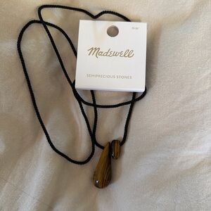 Madewell Tiger's Eye Stone Pendant Necklace - Brown/Black